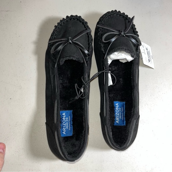Brand new Arizona Jean Co Melody Black Moccasins Size 8.5 M Faux Fur Slip - Picture 5 of 5